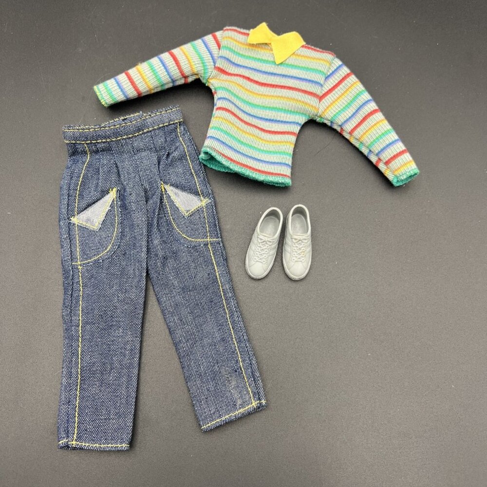 VTG Barbie Ken Twice as Nice Reversible STRIPED Sweater Pants Shoes #2309